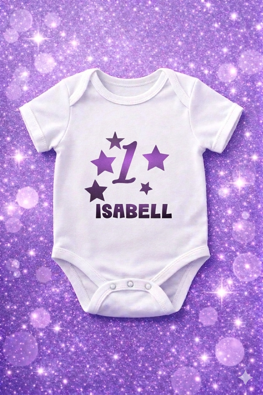 First Birthday Baby Bodysuit Stars