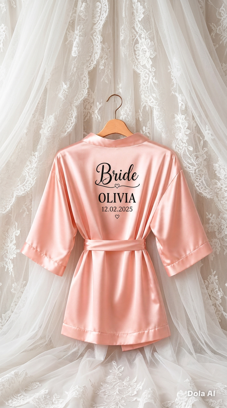 Personalised Satin Robe – Custom Name & Date
