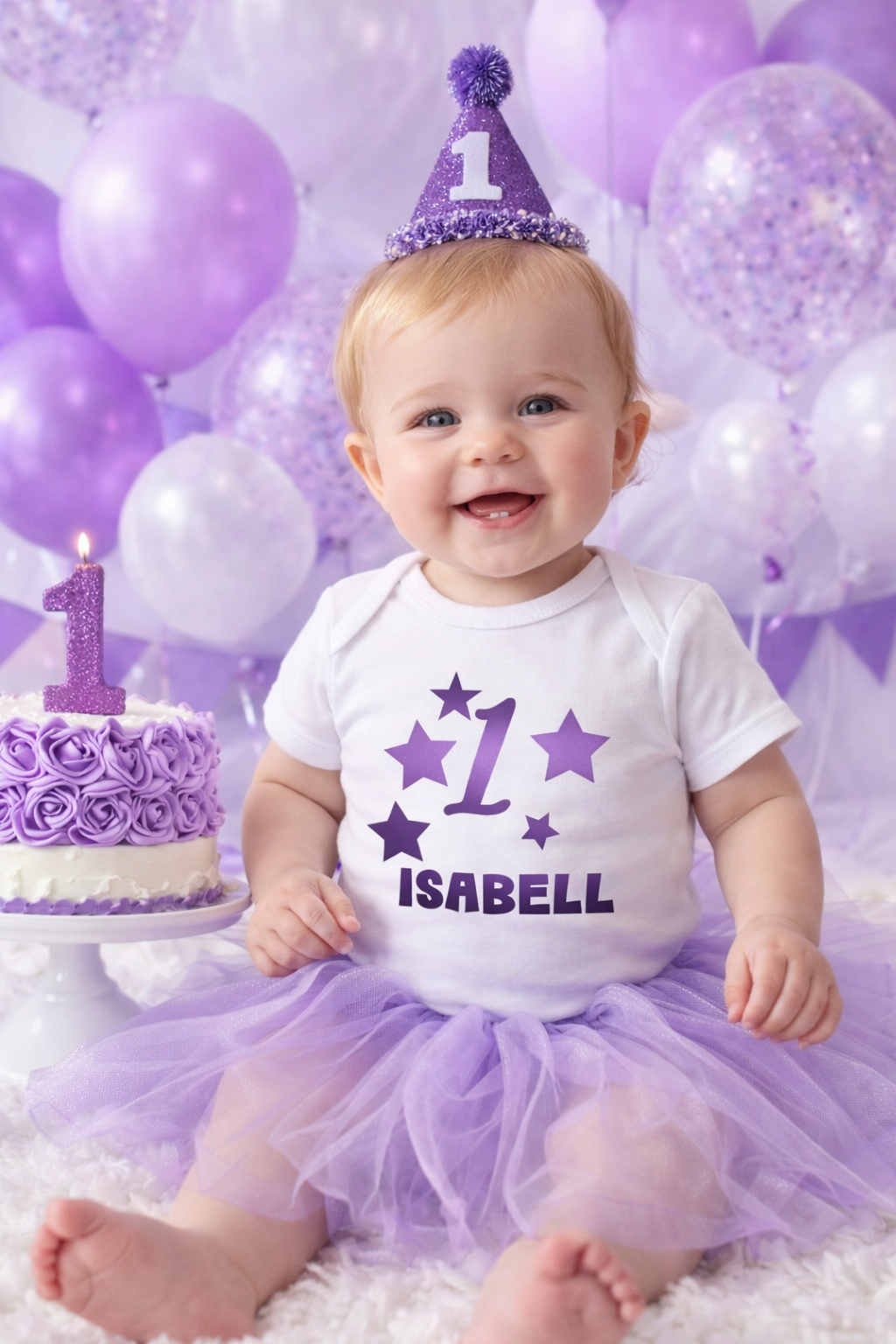 First Birthday Baby Bodysuit Stars
