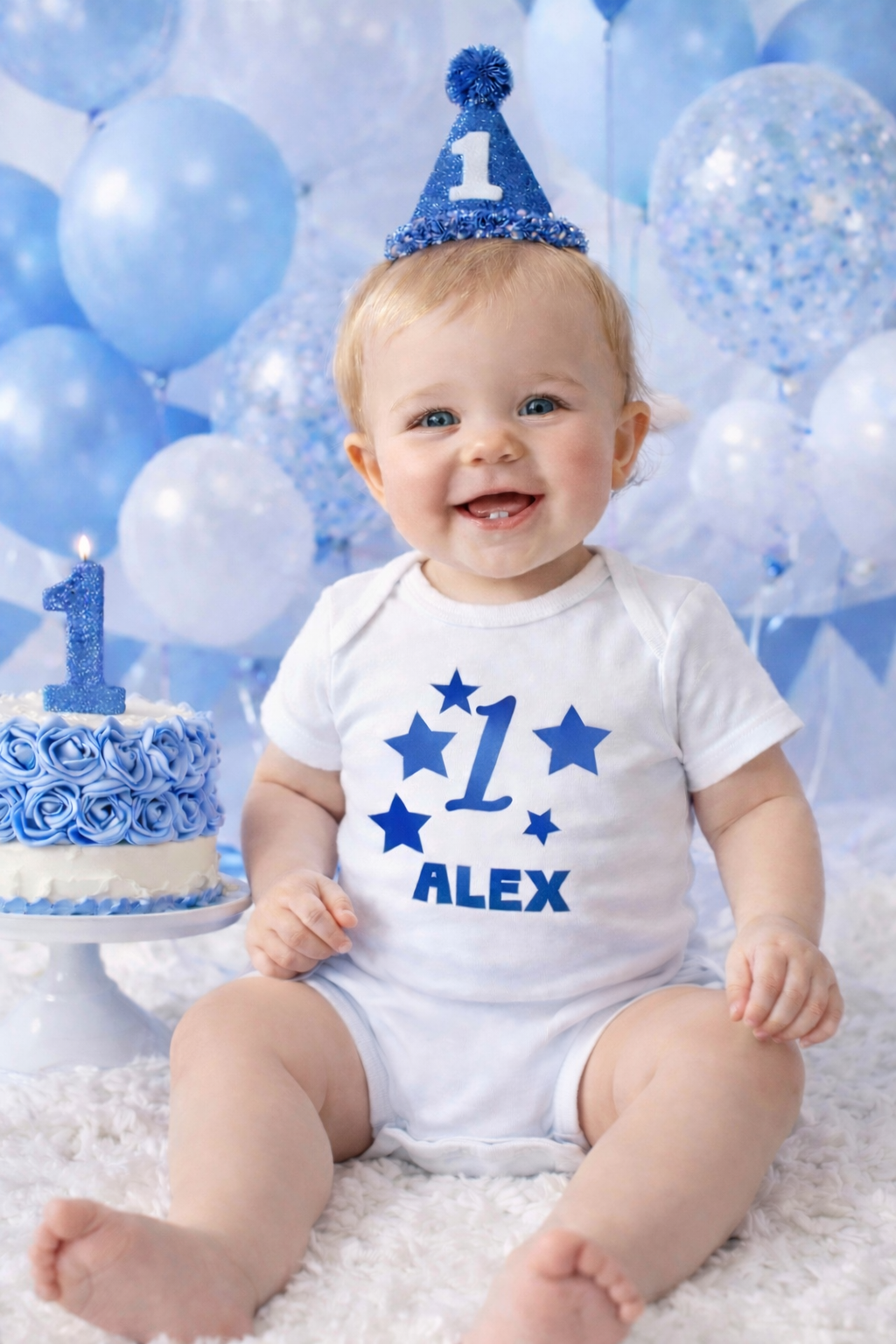 First Birthday Baby Bodysuit Stars